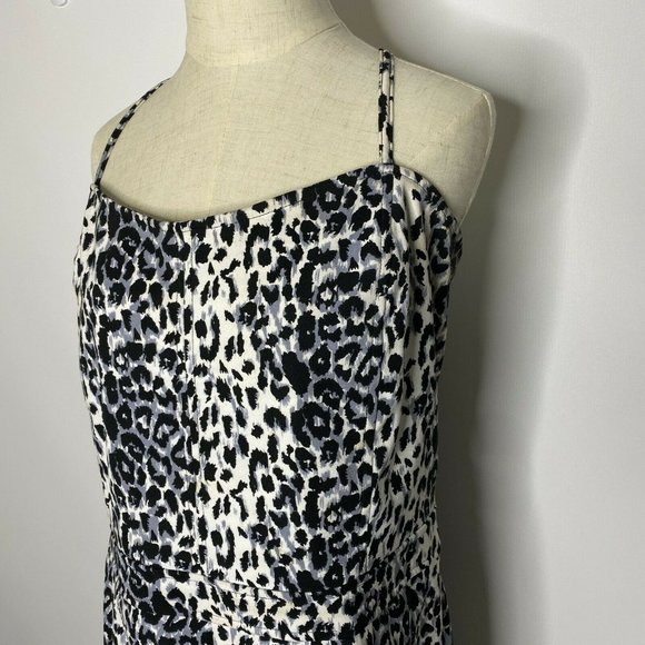 First Option A Line Dress Women's 16 Black White Polyester Animal Print Vintage - Picture 2 of 7
